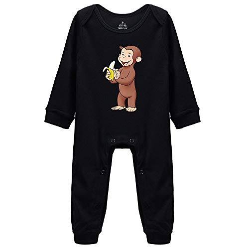Baby Cotton Onesie Curious George Eat Banana Vintage Boy Girl Long Sleeve Romper