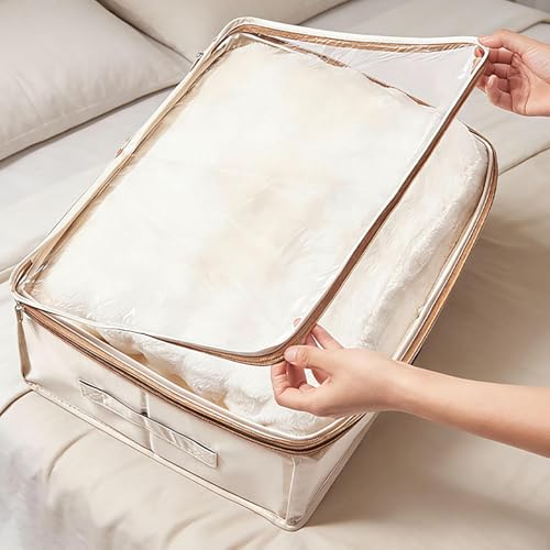 Storage Bags for Clothes with Zipper, Large Capacity Dustproof Moistureproof Reinforced Handle Clothing Storage Bags, Stackable Clear Window Storage Bag for Sweaters Clothing Bedding Blanket (Medium) - image 6