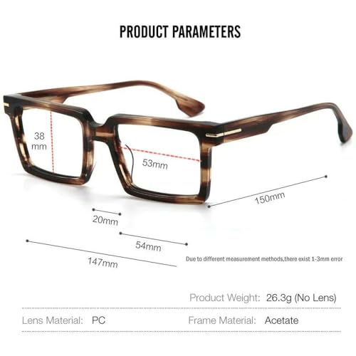 Gafas de acetato para hombre con montura rectangular grande estilo retro 7