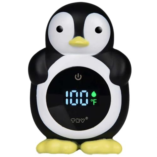 Image of Baby Bath Thermometer - Digital Floating Water Thermometer with LED Display & Color Temperature Alerts, Rechargeable Bath Toy for Infant Bathtub Safety, Newborn Bath Essentials Gift