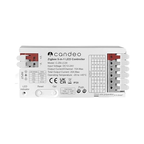ZigBee LED Strip Controller - Compatible with Home Assistant, Hubitat, Philips Hue and Other zigbee hubs - 5-in-1 for RGBWW, RGBW, RGB, CCT, and Single-Colour LED Strips