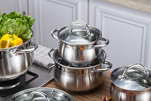 Alpine Cuisine Stainless Steel Dutch Oven Belly Shape 4 Quart - Dutch Oven Pot with Lid, Stove Stop Cookware for Cooking, Comfortable Handles, Dishwasher Safe & Easy to Clean