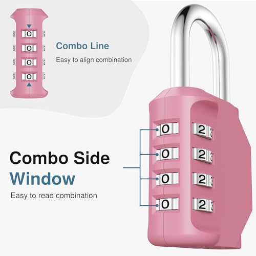 Candado de combinación de 4 dígitos impermeable en rosa para taquilla 4