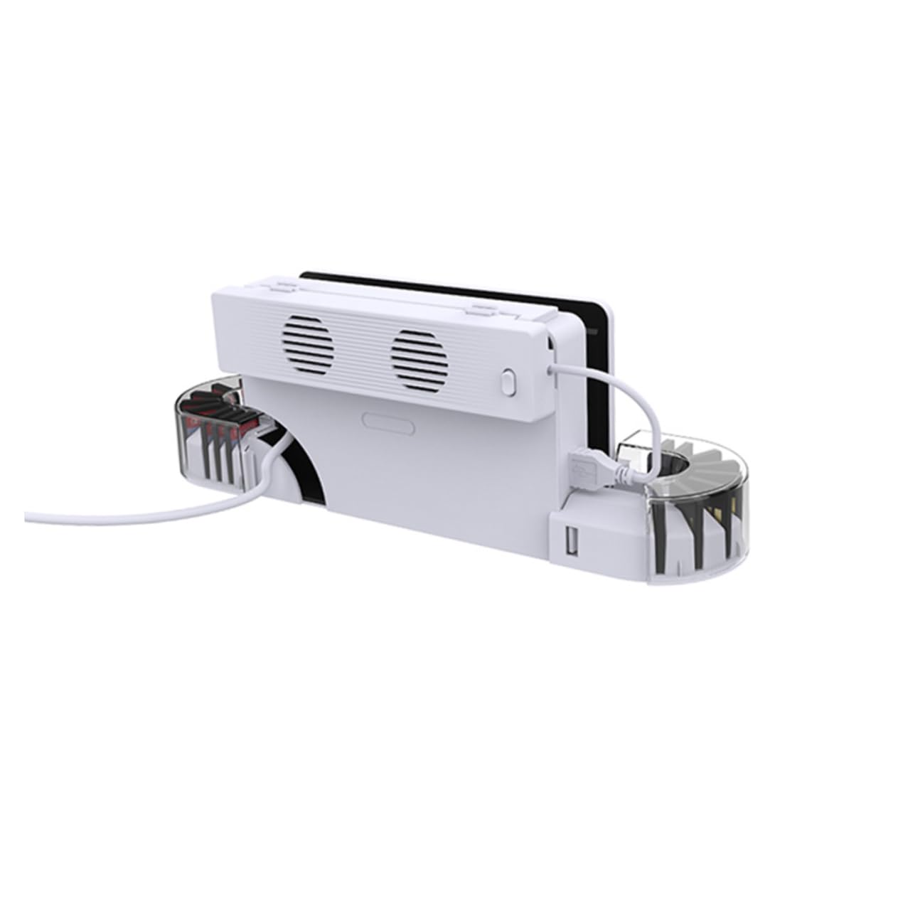 1set Dock Di Ricarica Con Ventola Di Raffreddamento Per Switch Oled Stazione Di Carica Per Controller Joy- Supporto Per Schede Di Gioco e Copertura Trasparente Design Shaped