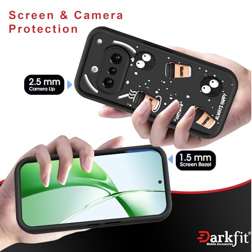 Image of Back Case Cover Compatible with Nothing Phone 3A 5G | Cute Fun Cartoon Ball 3D Coffee Silicone Case | Body Protection | Camera Protection | Shock Proof | Color Black | Pack of 1