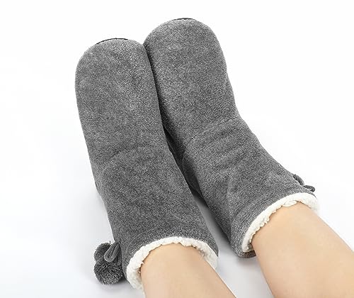 Image of DICUIRD Womens Thick & Warm Slipper Socks with Grippers - Christmas House Slippers