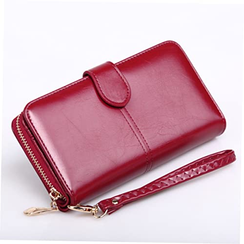 Pu Leather Crossbody Phone Purse Zipper Wallet Pockets Women Snap Closure Phone Bag Wallet Pouch Compact Pack Wine2