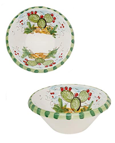 sicilia bedda - Ciotola in Ceramica SICILIANA - Diametro 12 Cm/Altezza 5 Cm - Prodotto realizzato interamente a Mano (Ficodindia)
