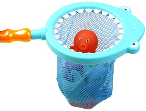 7 Stück Badespielzeug Baby ab 1 2 3 Jahr, Badewanne Spielzeug Kinder, Badewannenspielzeug mit Fischernetz