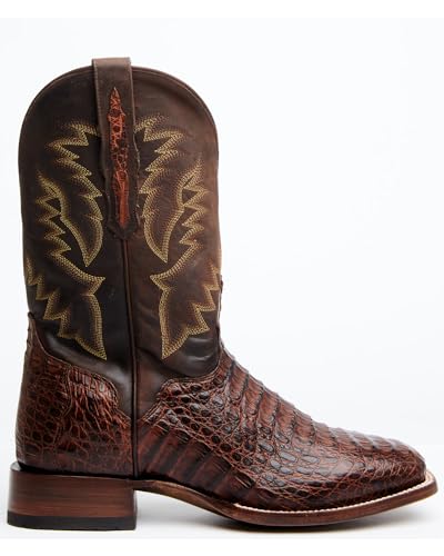 El Dorado Men's Handmade Caiman Back Brass Stockman Boot Broad Square Toe - Ed22122