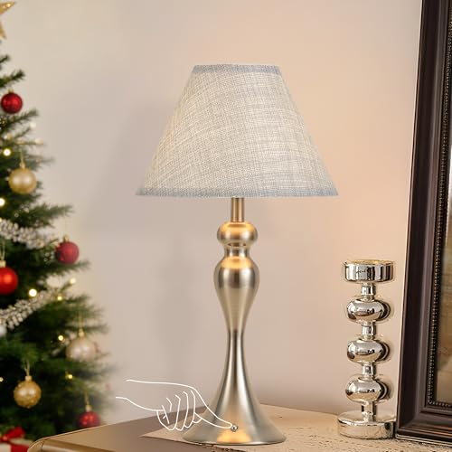 Rechargeable Cordless Table Lamps, Battery Operated Lamp with Fabric Shade
