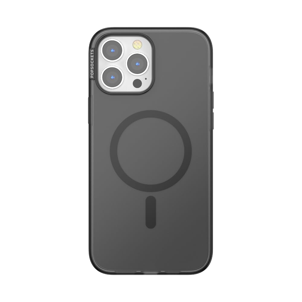 PopSockets iPhone 13 Pro Max Phone Case w/MagSafe- Black Transluscent