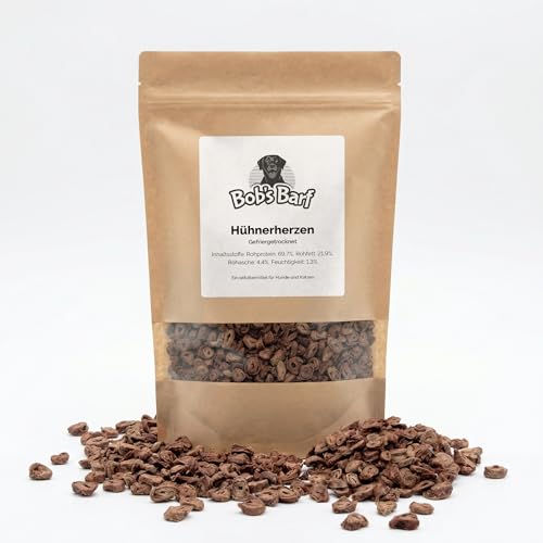 Hühnerherzen Gefriergetrocknet für Hund & Katze, 100% Naturbelassen, Premium Snack & Barf Ergänzung, Ohne Konservierungsstoffe (50g)
