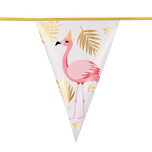 Boland 52550 - Wimpelkette Flamingo, Länge 4 m, Hängedekoration, Girlande, Tier, Dekoration, Beach Party, Geburtstag, Mottoparty, Karneval, Bunt, Einheitsgröße