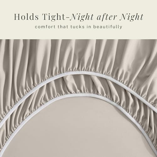Image of Hearth & Harbor Bed Sheets, Luxury Soft 6 Piece Bed Sheet Set Extra Deep Pocket Fitted Sheets Fits Mattress up to 21 inch, Double Brushed Bedding Sheets & Pillowcases, Twin, Natrual Linen