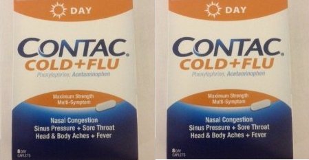 Contac Non-drowsy Cold & Flu Maximum Strength Multi-symptom of 8 DAY Caplets - 2 Pack Combo