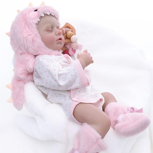 Image of Reborn Baby Dolls Girl, 20 Inch Realistic Full Vinyl Baby Doll | With rattle toy, baby doll clothes and accessories, lifelike hand-painted details, for pretend play, gifting, and collecting