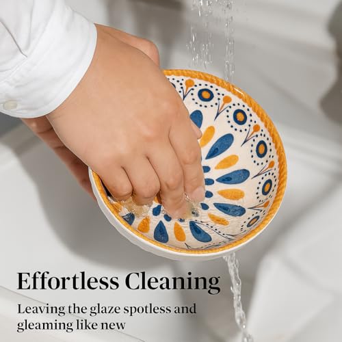 Image of YELONA Ceramic Snack Bowls - Set of 2 (300 ml Each)| Microwave & Dishwasher Safe | Premium Dinner Bowl Set for Snacks, Rice, Dessert & Kitchen Use (Mandala)