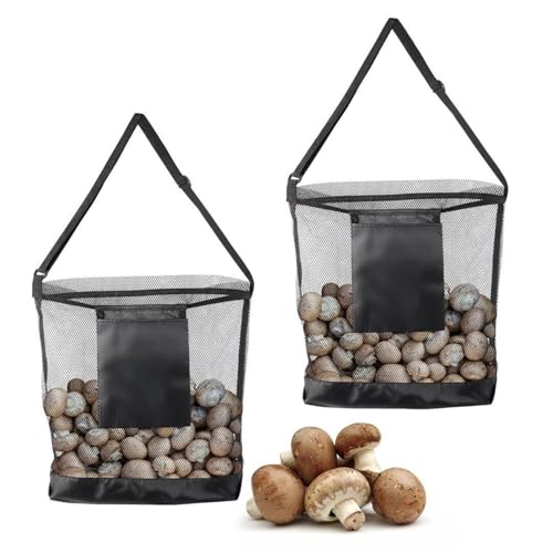 Xijobido Bolsa Recolectora de Setas,Cesta Malla Recolección con Correa Ajustable | Plegable Y Transpirable para Jardín Caza Almacenamiento De Bayas Y Más