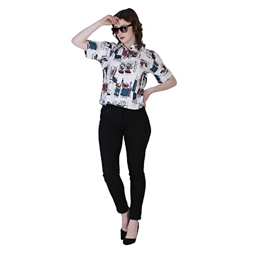 Image of Leriya Fashion Women's 2022 Fall Clothes Slub Rayon Trim Shirts Puff Sleeve Round Neck Casual Plain Tops Blouse