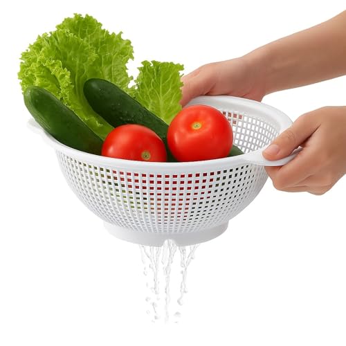 CHEFZOCO Escurridor de plástico, Colador de cocina, Colador multiusos, escurridor pasta, escurridor para frutas y verduras, Diámetro superior 23 cm, Libre de BPA, Capacidad 4 Litros, Plástico, Blanco
