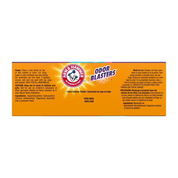 Image of ARM & HAMMER Odor Blaster Dryer Sheets, Fresh Burst, 120 Count