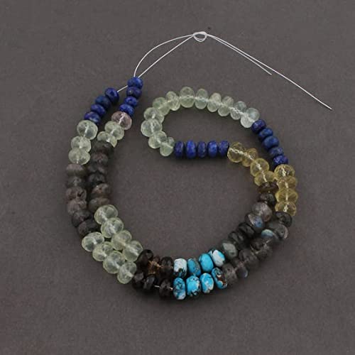 Perles rondelles facettées multi-pierres LKBEADS 6mm-9mm de 18 pouces pour collier en pierres naturelles