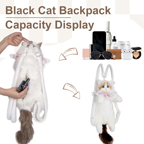 Image of Chongker Cat Shaped Backpack - Handcrafted Stuffed Animals Plush Bag with Adjustable Shoulder, Crossbody, and Handbag Straps (Ragdoll Bag)
