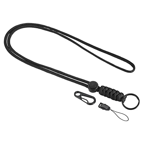 Badge Lanyard 20.5 Inch, Necklace Keychain Cord Metal Clasp Hook Ring Strap for Keys Whistle ID Card Badge Holder, Black