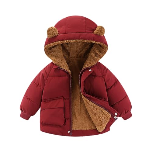 Toddler Winter Coat Boys Girls Down Jacket Hooded Fleece Warm Outwear 3D Ear Padded Puffer Jacket With Pockets2