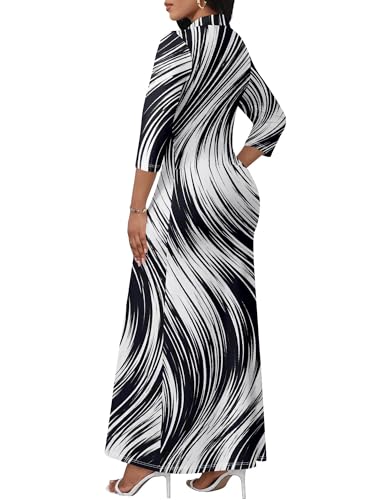 Image of PinkPatty Women's Casual 3 /4 Sleeve Polo V Neck Bodycon Maxi Dress