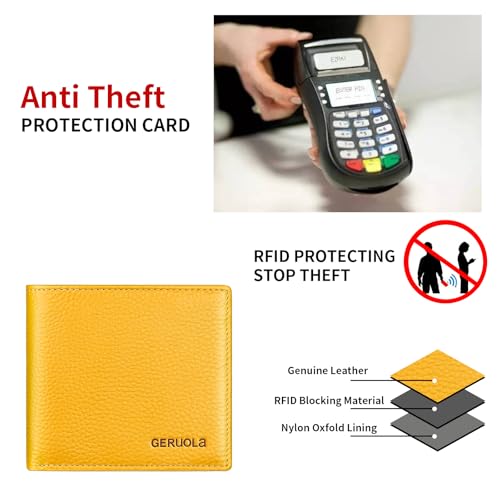 Ultra Slim Small RFID Wallet for Women, Leather Tiny Thin Bifold Pocket Ladies Wallet Short Wallets for Women (Yellow)4