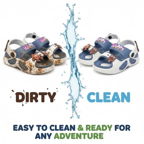 Image of GLJ Kids Comfort Clogs Sandals for Boy and Girl, 1 to 14 Years, Two-Strap Design, Easy to Wear Slip On, Dust and Waterproof, 1100