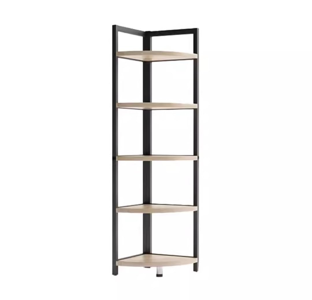 Corner Shelf Corner Shelves Corner Rack 5 Tier Corner Shelf Metal and Wood Corner Stand Corner Bookshelf Plant Stand Storage Shelf for Living Room, Kitchen Corner Stand Corner Shelf Stand(E) (A 3
