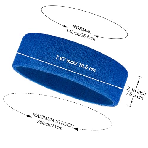 Image of Bememo 12 Pcs Sweatbands Sport Headbands for Men & Women Basketball Headband Sport Competitions Sweat Headbands Running Terry Cloth Moisture Wicking for Yoga,Tennis,Gym,Exercise