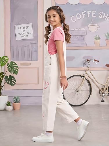 Image of KiddoPanti Girls Denim Dungaree Pant | Cotton Blend Stretch Jumpsuit | Single Front Pocket | Stylish Casual Kids Dungaree | Comfortable Everyday Wear 1-14 Years