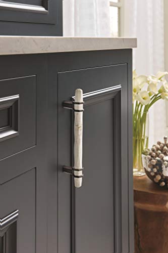 Image of Amerock | Cabinet Pull | Marble White /Black Bronze | 5-1 /16 inch (128 mm) Center to Center | Carrione | 1 Pack | Drawer Pull | Drawer Handle | Cabinet Hardware