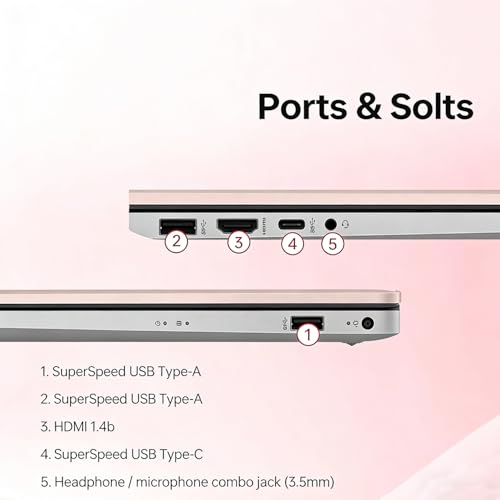 Image of HP Essential 17.3 inch HD+ Touchscreen Laptop, Intel Core i7-1355U, Up to 5.0GHz, 16GB DDR4 RAM, 1TB SSD, Wi-Fi 6, Fingerprint Reader, Webcam, Backlit Keyboard, Windows 11 Home, Pale Rose Gold
