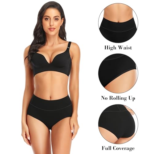 Ceseboo Womens Tummy Control Underwear Cotton High Waisted Full Briefs Soft Breathable Ladies Panties Multi Pack4