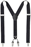 Amazon Brand - Hikaro Herren Hosenträger 3,5 cm breit mit starken Clips - Schwarz gepunktet