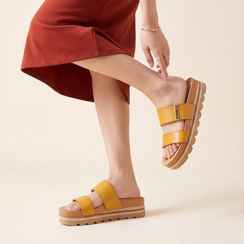 Image of Frido Women's Arch Support Wedge Sandals, Orthopedic Cushioned Platform Heels with Anti-Slip Sole, Comfortable Slip-On Footwear for Office, Travel, Daily Wear & Long Standing | Available in Buckle Strap & Classic Styles