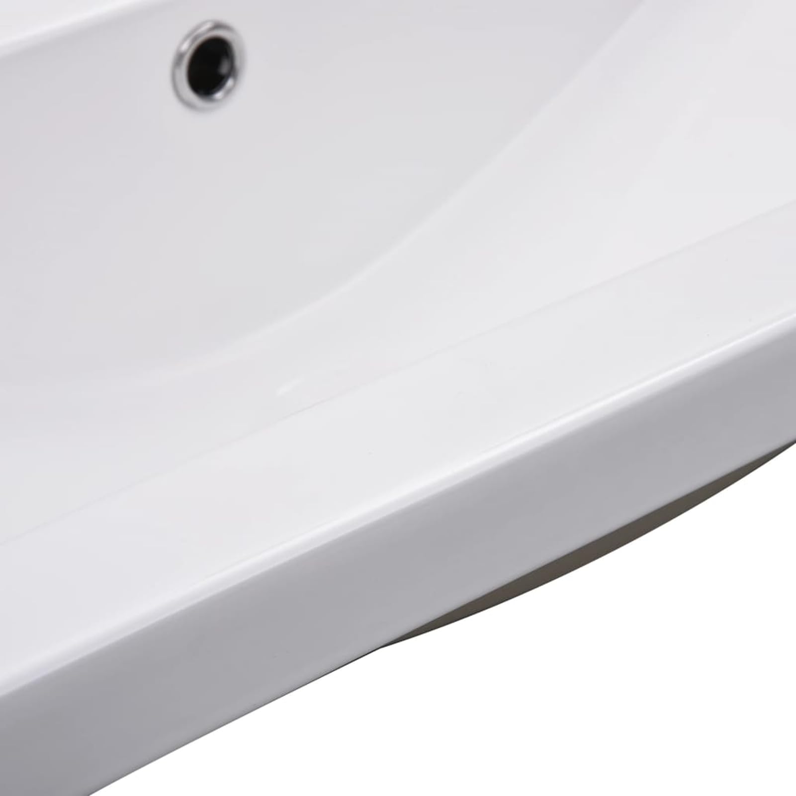 Homgoday Lavabo empotrado de cerámica blanca de 91 x 39,5 x 18,5 cm