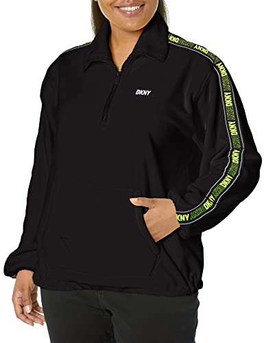 Dkny Women's Size Plus Cozy Comfy Quarter Zip Sweatershirt, Black Zest #TOP7