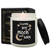 QASHWEY I Love You to The Moon and Back Candle, Valentines Day Candles Gifts for Him Her, Gifts for Boyfriend Girlfriend Soy Candle, Love You Lavender Fragrance Jar Candles for Home Scented