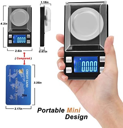 Digital Scales 0.001g/50g, Pocket Scales with LCD Display, Electronic Jewelry Gold Scales with High Precision Scales, Mini Portable Smart Jewelry Milligram Scales