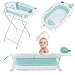 Moby-System Vaschetta Bagnetto Neonato Pieghevole con Supporto - Vaschetta Bagnetto Bambini 1-3 anni - Termometro digitale LCD integrato – Vasca da Bagno Bambini - Inserto Morbido immagine