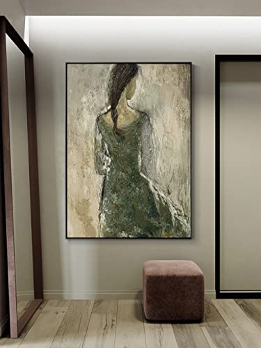 Tableau abstrait vertical gris et or pour décoration entrée moderne - 3