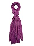 Humble Hilo Womens woven cotton Bohemian style gauze scarf shawl fringed edge (Grape)