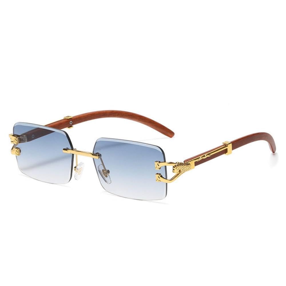 Square Diamond Leopard Sun Glasses Design Rectangle Rimless