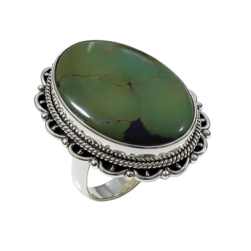 Bague turquoise tibétaine ajustable au doigt taille 57,5 argent